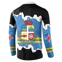 Aruba Dushi Tera Button Sweatshirt Coat Of Arms Torn Paper Stylized