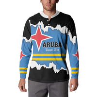 Aruba Dushi Tera Button Sweatshirt Coat Of Arms Torn Paper Stylized