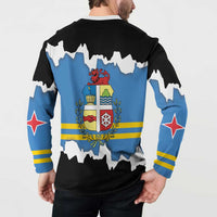 Aruba Dushi Tera Button Sweatshirt Coat Of Arms Torn Paper Stylized
