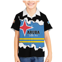Aruba Dushi Tera Family Matching Mermaid Dress and Hawaiian Shirt Coat Of Arms Torn Paper Stylized