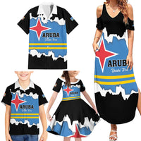 Aruba Dushi Tera Family Matching Summer Maxi Dress and Hawaiian Shirt Coat Of Arms Torn Paper Stylized