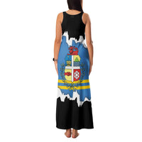 Aruba Dushi Tera Family Matching Tank Maxi Dress and Hawaiian Shirt Coat Of Arms Torn Paper Stylized
