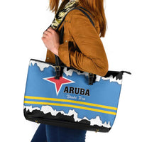 Aruba Dushi Tera Leather Tote Bag Coat Of Arms Torn Paper Stylized