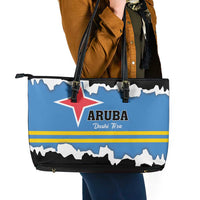 Aruba Dushi Tera Leather Tote Bag Coat Of Arms Torn Paper Stylized