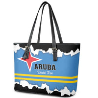 Aruba Dushi Tera Leather Tote Bag Coat Of Arms Torn Paper Stylized