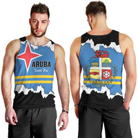 Aruba Dushi Tera Men Tank Top Coat Of Arms Torn Paper Stylized