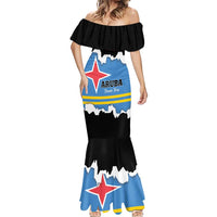 Aruba Dushi Tera Mermaid Dress Coat Of Arms Torn Paper Stylized