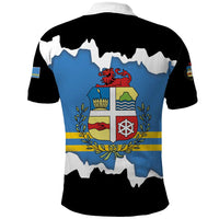 Aruba Dushi Tera Polo Shirt Coat Of Arms Torn Paper Stylized