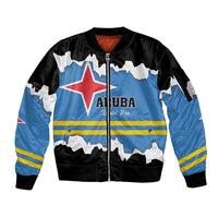 Aruba Dushi Tera Sleeve Zip Bomber Jacket Coat Of Arms Torn Paper Stylized