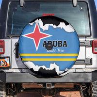 Aruba Dushi Tera Spare Tire Cover Coat Of Arms Torn Paper Stylized