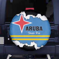 Aruba Dushi Tera Spare Tire Cover Coat Of Arms Torn Paper Stylized