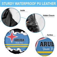 Aruba Dushi Tera Spare Tire Cover Coat Of Arms Torn Paper Stylized