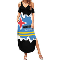Aruba Dushi Tera Summer Maxi Dress Coat Of Arms Torn Paper Stylized