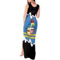 Aruba Dushi Tera Tank Maxi Dress Coat Of Arms Torn Paper Stylized