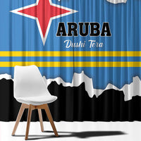 Aruba Dushi Tera Window Curtain Coat Of Arms Torn Paper Stylized