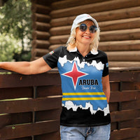 Aruba Dushi Tera Women Polo Shirt Coat Of Arms Torn Paper Stylized