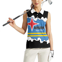 Aruba Dushi Tera Women Sleeveless Polo Shirt Coat Of Arms Torn Paper Stylized