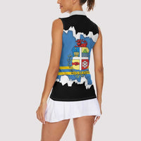 Aruba Dushi Tera Women Sleeveless Polo Shirt Coat Of Arms Torn Paper Stylized