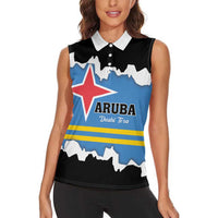 Aruba Dushi Tera Women Sleeveless Polo Shirt Coat Of Arms Torn Paper Stylized