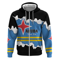 Aruba Dushi Tera Zip Hoodie Coat Of Arms Torn Paper Stylized