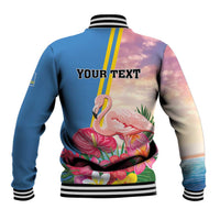 Personalised Aruba Flamingo Baseball Jacket Tropical Sunset Vibes