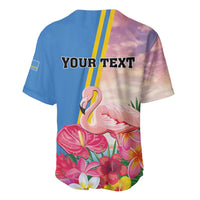 Personalised Aruba Flamingo Baseball Jersey Tropical Sunset Vibes