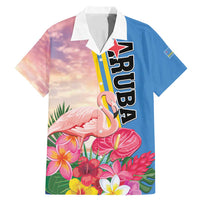 Personalised Aruba Flamingo Family Matching Mermaid Dress and Hawaiian Shirt Tropical Sunset Vibes