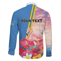 Personalised Aruba Flamingo Family Matching Off Shoulder Short Dress and Hawaiian Shirt Tropical Sunset Vibes