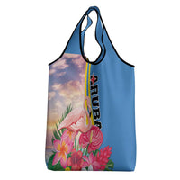 Aruba Flamingo Grocery Bag Tropical Sunset Vibes