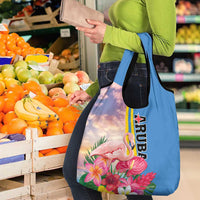 Aruba Flamingo Grocery Bag Tropical Sunset Vibes