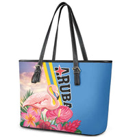 Aruba Flamingo Leather Tote Bag Tropical Sunset Vibes