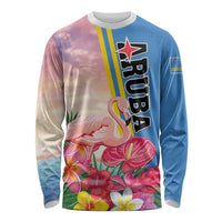 Personalised Aruba Flamingo Long Sleeve Shirt Tropical Sunset Vibes