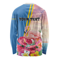 Personalised Aruba Flamingo Long Sleeve Shirt Tropical Sunset Vibes