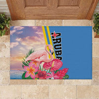 Aruba Flamingo Rubber Doormat Tropical Sunset Vibes