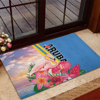 Aruba Flamingo Rubber Doormat Tropical Sunset Vibes