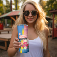 Personalised Aruba Flamingo Skinny Tumbler Tropical Sunset Vibes