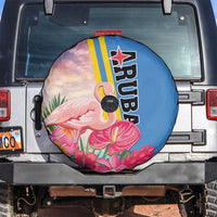 Aruba Flamingo Spare Tire Cover Tropical Sunset Vibes