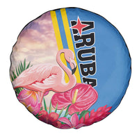 Aruba Flamingo Spare Tire Cover Tropical Sunset Vibes