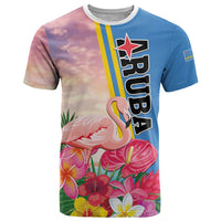 Personalised Aruba Flamingo T Shirt Tropical Sunset Vibes