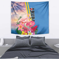 Aruba Flamingo Tapestry Tropical Sunset Vibes