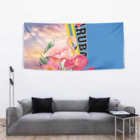 Aruba Flamingo Tapestry Tropical Sunset Vibes