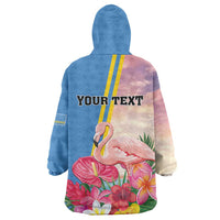 Personalised Aruba Flamingo Wearable Blanket Hoodie Tropical Sunset Vibes