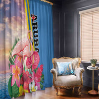 Aruba Flamingo Window Curtain Tropical Sunset Vibes