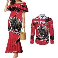 Personalized Canada Manitoba Province Bison Couples Matching Mermaid Dress and Long Sleeve Button Shirt Gloriosus et Liber