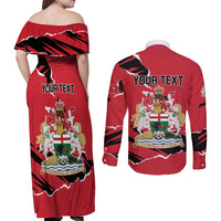 Personalized Canada Manitoba Province Bison Couples Matching Off Shoulder Maxi Dress and Long Sleeve Button Shirt Gloriosus et Liber