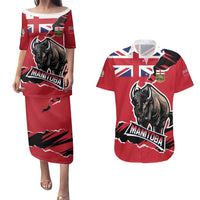 Personalized Canada Manitoba Province Bison Couples Matching Puletasi and Hawaiian Shirt Gloriosus et Liber