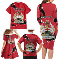Personalized Canada Manitoba Province Bison Family Matching Long Sleeve Bodycon Dress and Hawaiian Shirt Gloriosus et Liber
