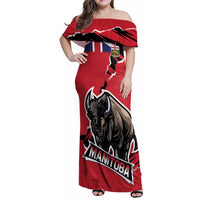 Personalized Canada Manitoba Province Bison Family Matching Off Shoulder Maxi Dress and Hawaiian Shirt Gloriosus et Liber