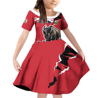 Personalized Canada Manitoba Province Bison Family Matching Off Shoulder Short Dress and Hawaiian Shirt Gloriosus et Liber