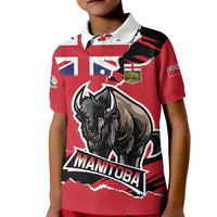 Personalized Canada Manitoba Province Bison Kid Polo Shirt Gloriosus et Liber